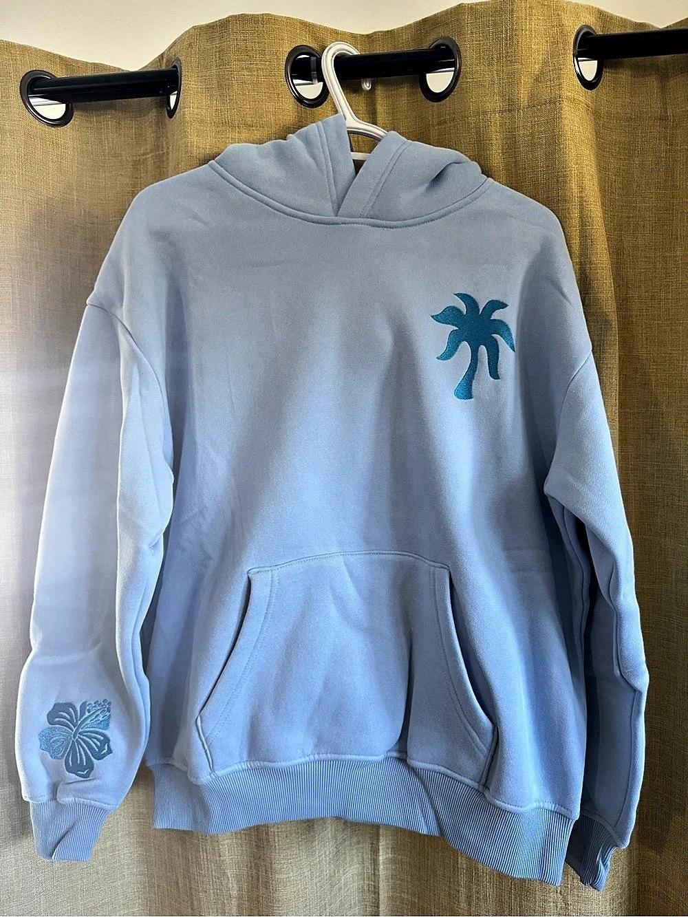 NEW Pink Palm Puff - Everything Comes in Waves Hoodie in Blue (XS)